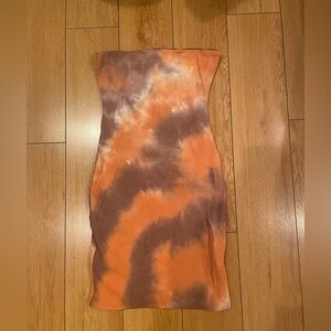 Tiger Mist strapless tie dye peach/brown dress XS